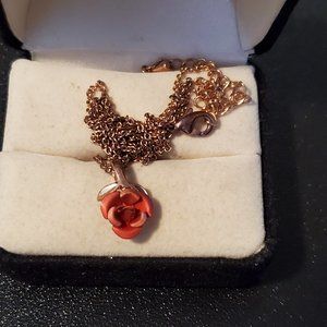 Gold Plated Rose Pendant Necklace Fine Chain Style